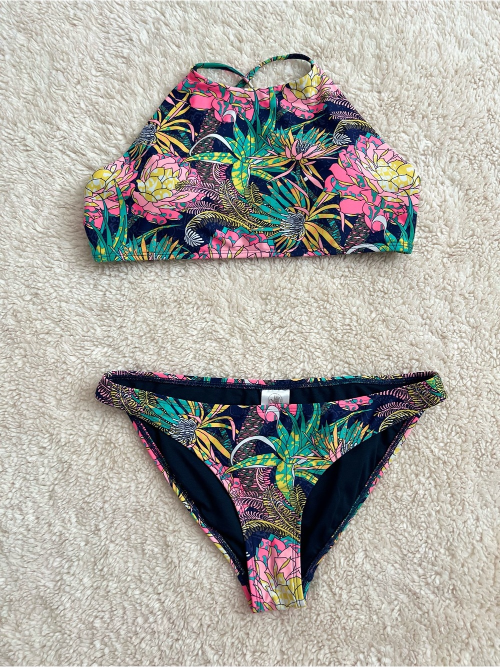 Body Glove 2-Piece High-Neck Floral Tropical Hawaiian Bikini Swimsuit Set
